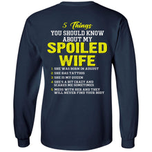Load image into Gallery viewer, 5 Things You Should Know About My Spoiled Wife She Was Born In August Shirts Back Side