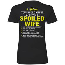 Load image into Gallery viewer, 5 Things You Should Know About My Spoiled Wife She Was Born In August Shirts Back Side